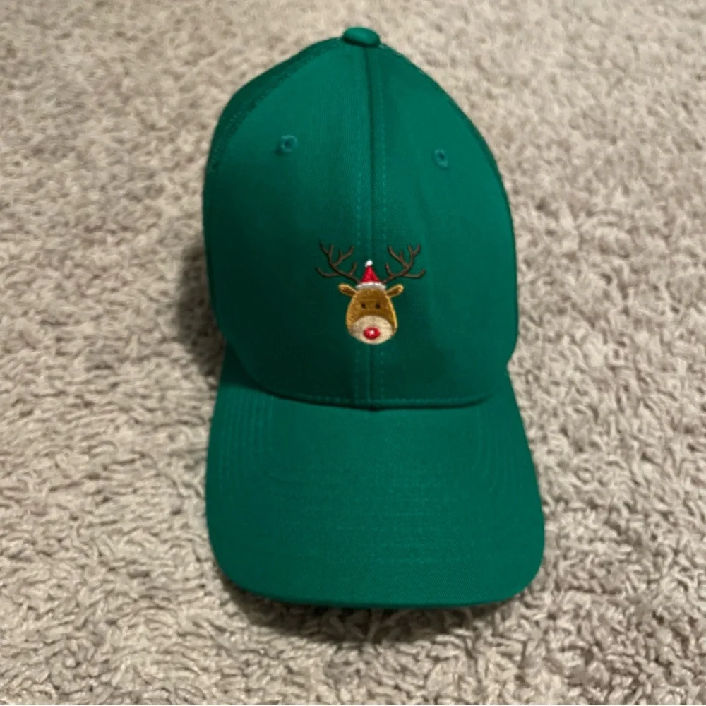 Christmas Rudolph the red nose reindeer hat green